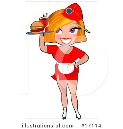 Royalty-Free (RF) Waitress Clipart Illustration by Maria Bell - Stock Sample #17114