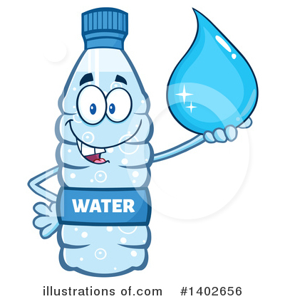 Royalty-Free (RF) Water Bottle Mascot Clipart Illustration by Hit Toon - Stock Sample #1402656