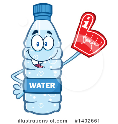 Royalty-Free (RF) Water Bottle Mascot Clipart Illustration by Hit Toon - Stock Sample #1402661