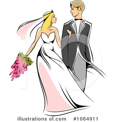 Royalty-Free (RF) Wedding Couple Clipart Illustration by Vector Tradition SM - Stock Sample #1064911