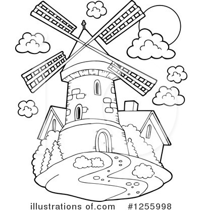 Royalty-Free (RF) Windmill Clipart Illustration by visekart - Stock Sample #1255998