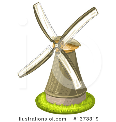 Royalty-Free (RF) Windmill Clipart Illustration by merlinul - Stock Sample #1373319