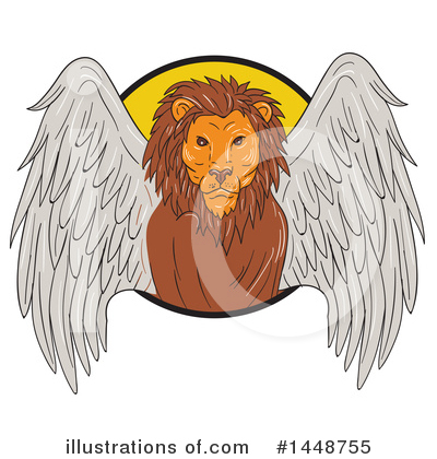 Royalty-Free (RF) Winged Lion Clipart Illustration by patrimonio - Stock Sample #1448755
