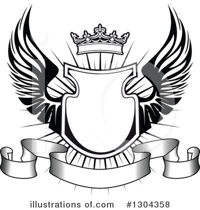 Royalty-Free (RF) Winged Shield Clipart Illustration by Vector Tradition SM - Stock Sample #1304358