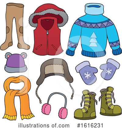 Royalty-Free (RF) Winter Clothes Clipart Illustration by visekart - Stock Sample #1616231