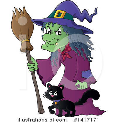 Witch Cat Clipart #1417171 by visekart
