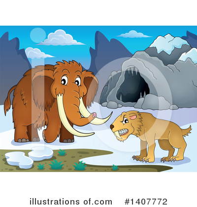 Royalty-Free (RF) Woolly Mammoth Clipart Illustration by visekart - Stock Sample #1407772