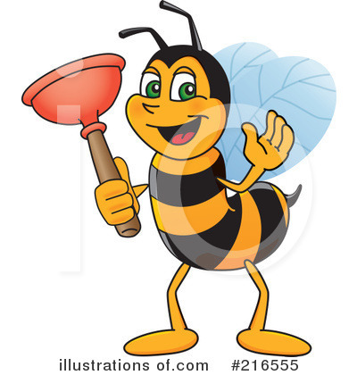 Royalty-Free (RF) Worker Bee Character Clipart Illustration by Mascot Junction - Stock Sample #216555