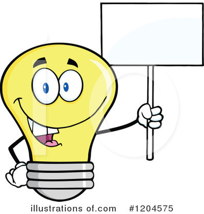 Royalty-Free (RF) Yellow Light Bulb Clipart Illustration by Hit Toon - Stock Sample #1204575