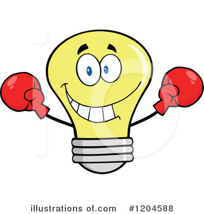 Royalty-Free (RF) Yellow Light Bulb Clipart Illustration by Hit Toon - Stock Sample #1204588