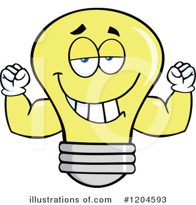 Royalty-Free (RF) Yellow Light Bulb Clipart Illustration by Hit Toon - Stock Sample #1204593