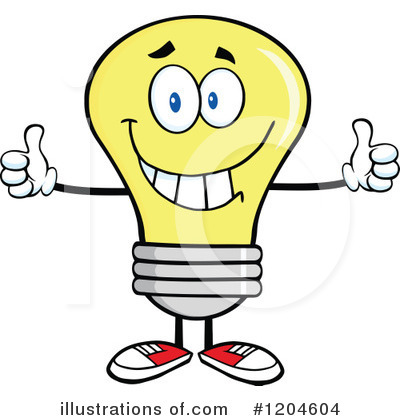 Royalty-Free (RF) Yellow Light Bulb Clipart Illustration by Hit Toon - Stock Sample #1204604