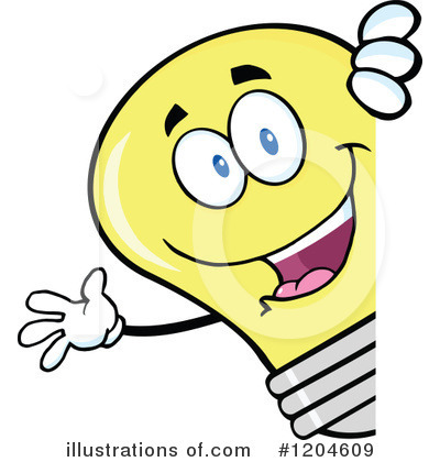 Royalty-Free (RF) Yellow Light Bulb Clipart Illustration by Hit Toon - Stock Sample #1204609