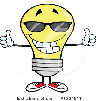 Royalty-Free (RF) Yellow Light Bulb Clipart Illustration by Hit Toon - Stock Sample #1204611