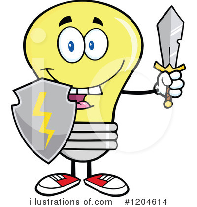 Royalty-Free (RF) Yellow Light Bulb Clipart Illustration by Hit Toon - Stock Sample #1204614