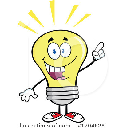 Royalty-Free (RF) Yellow Light Bulb Clipart Illustration by Hit Toon - Stock Sample #1204626