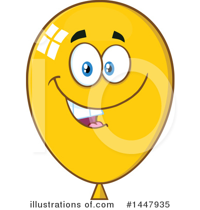 Royalty-Free (RF) Yellow Party Balloon Clipart Illustration by Hit Toon - Stock Sample #1447935